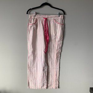 Victoria Secret Pajama Pants - Pink & White Stripes & Silver Stitching - Soft!